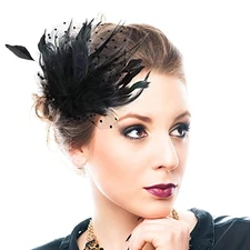 Yolev Feather Fascinator Hat for Women - 1920s Vintage Flapper Headpiece 