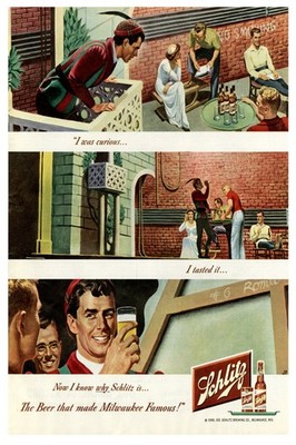 Schlitz Beer Vintage Ad Poster 1940s   - 24x36  - 200gsm Premium Matte Paper 