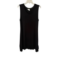 Dolcezza Black Tank Dress Lace Ruffle Hem Lagenlook Summer Casual Beach Boho XL
