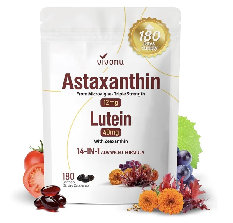 vivonu Astaxanthin 12mg Lutein 40mg Zeaxanthin Eye Health Softgels 180ct