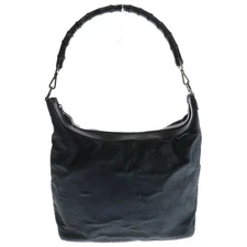 Gucci Gg Canvas Bamboo Nylon Handbag Black Ladies Used Grade B Color Bring Anne