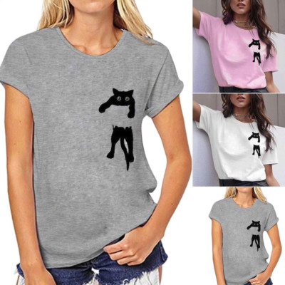 Women Sweater Cat Printing Shirt Long Sleeve Sweatshirt Casual Loose Tops Blouses Shirt