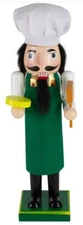 Wooden Christmas Nutcracker, 14", ITALIAN MALE FAT CHEF PIZZA MAKER IN GREEN, NL