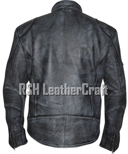 Chaqueta de Cuero de Vaca Negra Envejecida Han Solo para Motociclista El Despertar de la Fuerza - Imagen 2 de 12