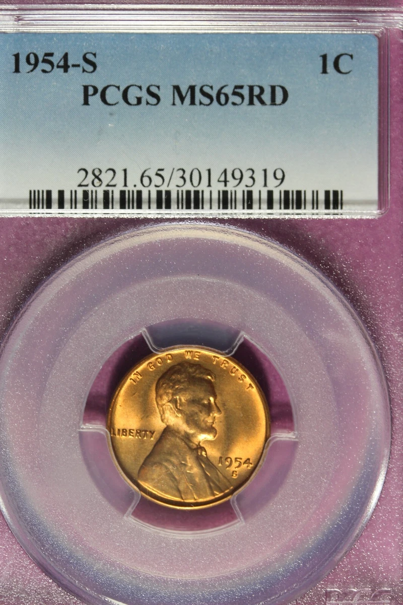 PCGS Certified MS 65 Graded 1954 Lincoln Wheat US Small Cents