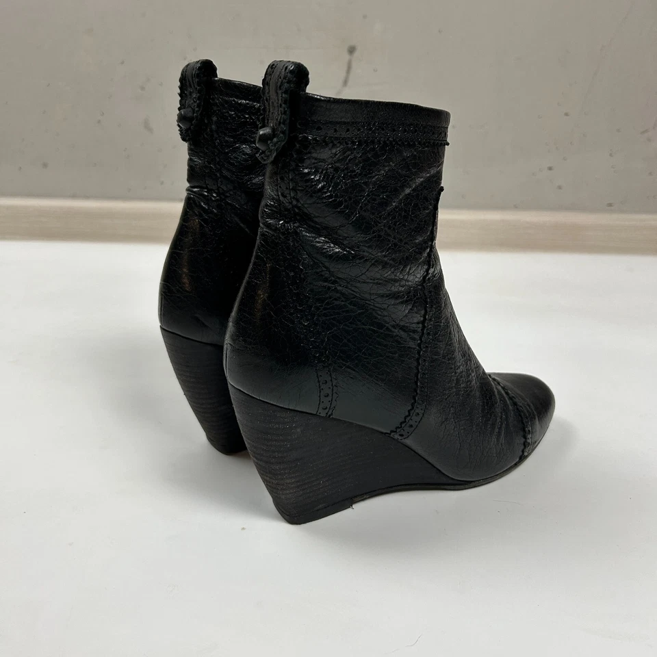 Balenciaga París Vintage Y2K Brogue Cuero Cuña Botines Mujer Foto 3 de 4
