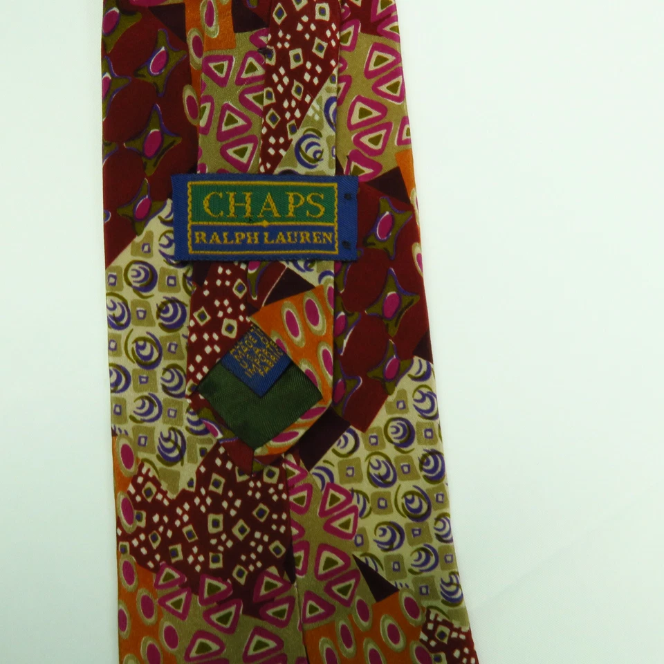 Галстук Chaps Ralph Lauren 100% шелк многоцветный абстрактный узор сделано в США 58 дюймов x 4 дюйма - Изображение 3 из 4