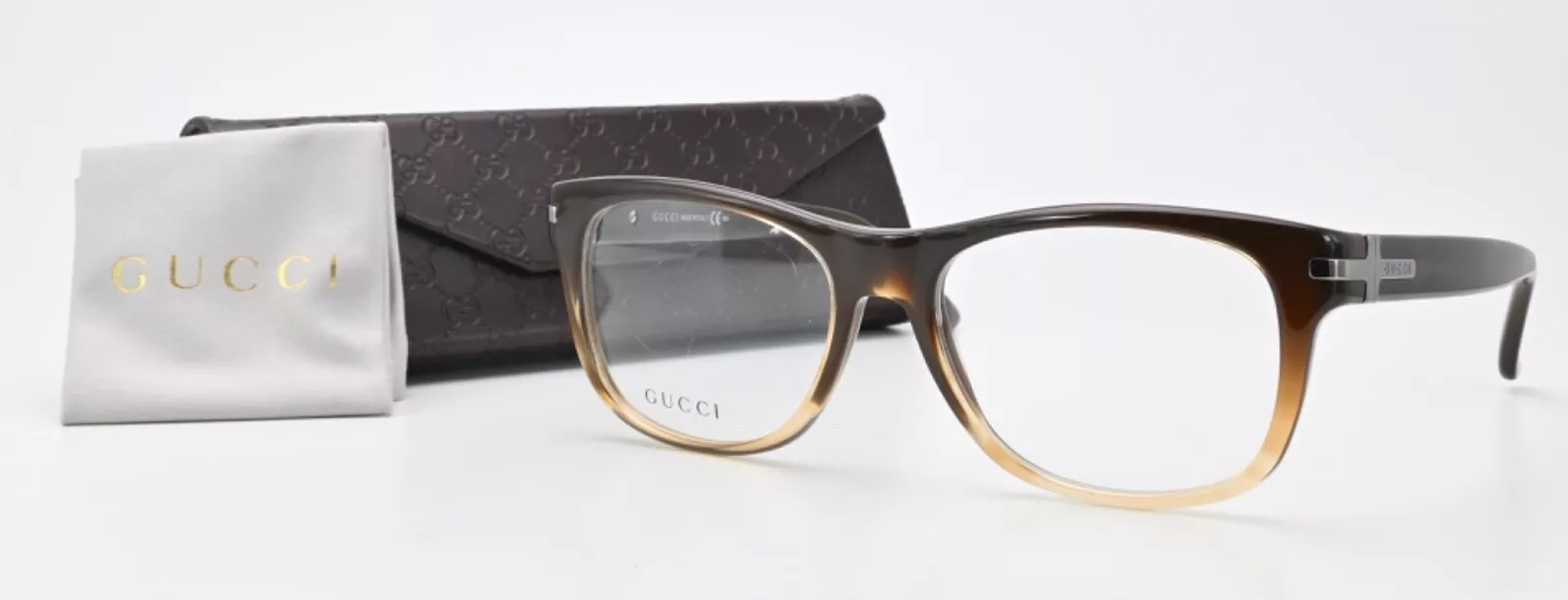 GUCCI Brille GG 1052 E49 140 Rechteck Oval Acetat Glanz Braun Beige Farbverlauf