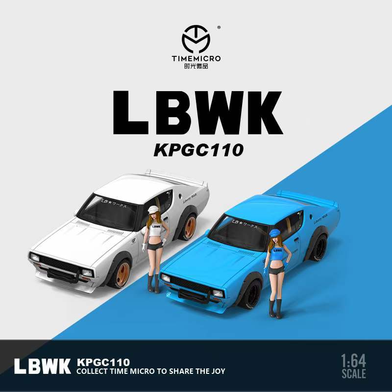 TIME Micro 1/64 ニッサン 日産 KPGC110 LBWK 青色 TIME MICRO 1:64 LBWK Nissan KPGC110 White / Blue Diecast