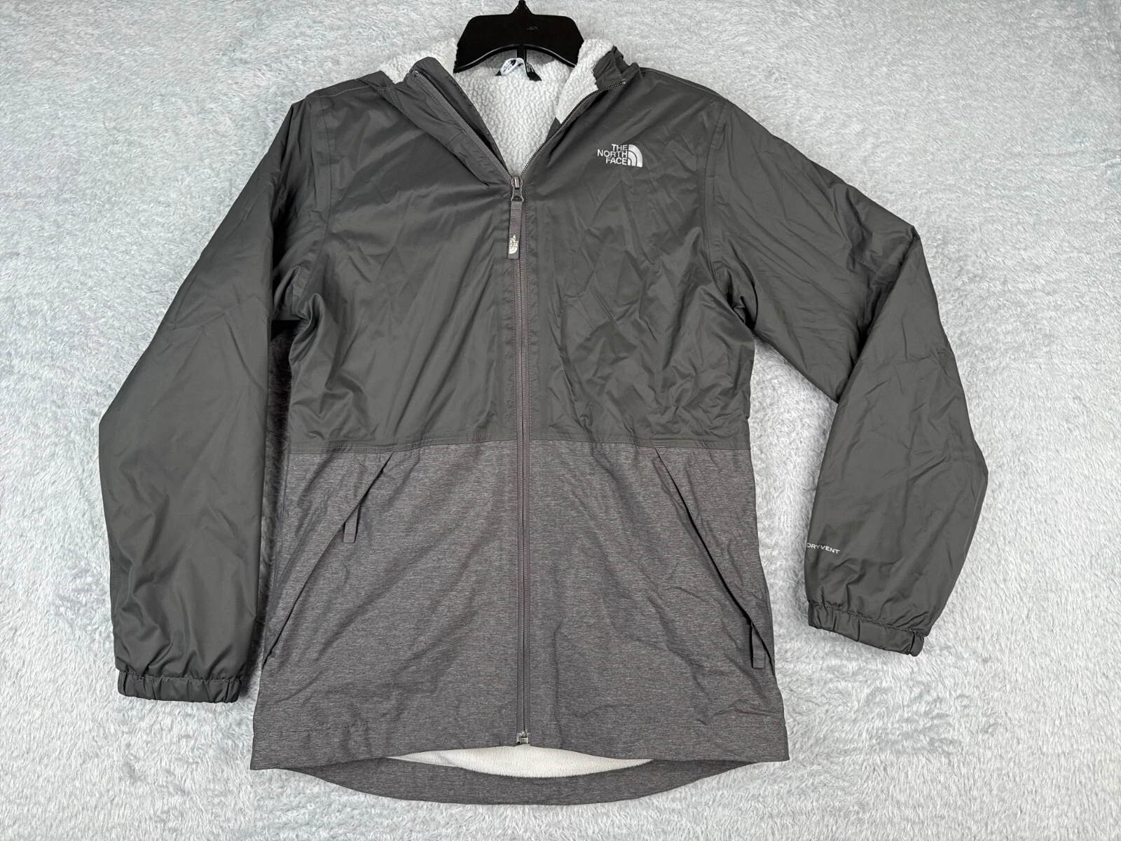 The North Face Jacket Boys Extra Large Gray DryVent Full Zip Hooded Fleece Lined