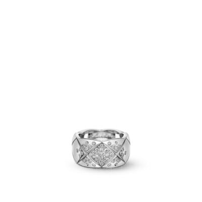 Chanel 18k White Gold Cluster Large Coco Crush Diamond Ring