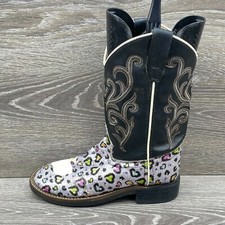 Old West VB9123 Child Size 2 D Multi Color Heart Square Toe Western Cowboy Boots