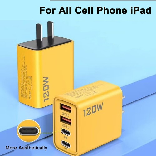 120W 4-Port PD USB Fast Wall Charger Block For All Cell Phone iPad US Plug New - Afbeelding 5 van 9
