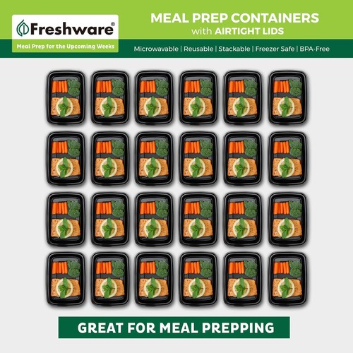 50 Pack Meal Prep Containers with Lids, 24 oz, Microwave/Dishwasher Safe - Picture 3 of 8