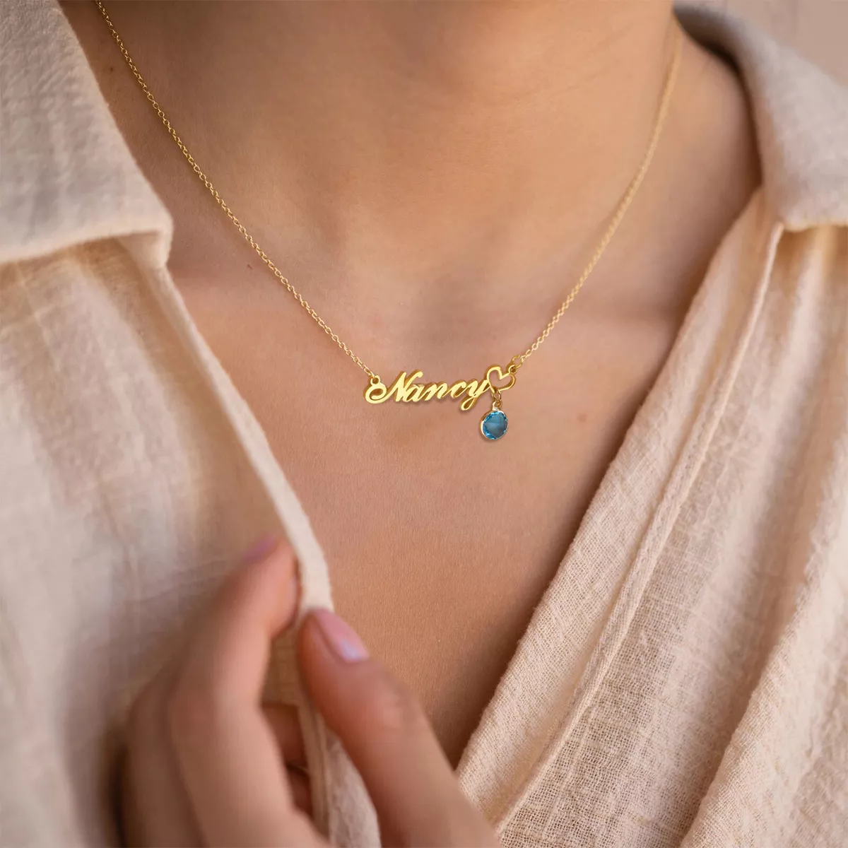 Diamond Custom Name Necklace Jewelry Stainless Steel Women Light