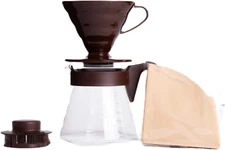 V60 Pour over Coffee Starter Set, Size 02, Brown