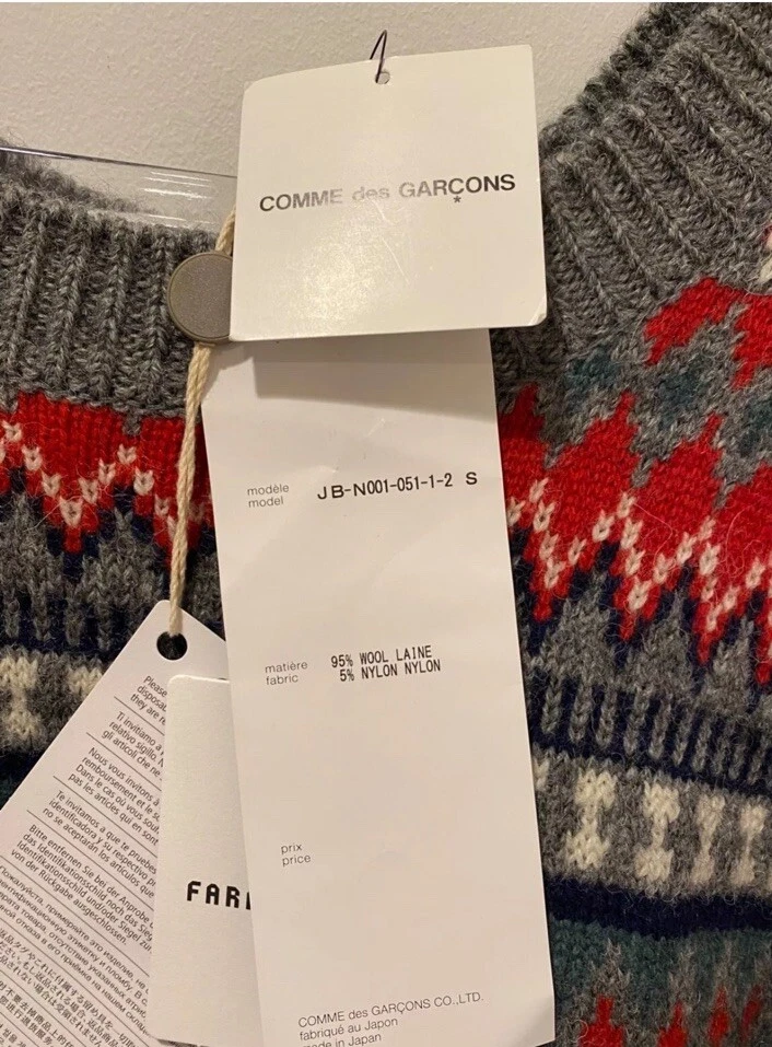 Suéter COMME DES GARCONS Junya Watanabe Mezcla de Lana Jacquard Fair Isle Pequeño Nuevo con Etiquetas Foto 3 de 4