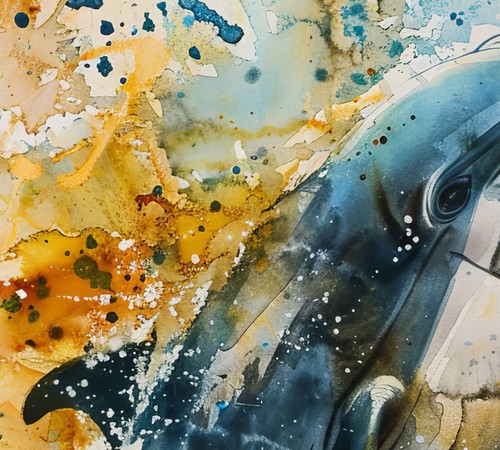 Energetic Dolphin Leap, Watercolor Dolphin Art Painting Print 5"x7" Matte Paper - Picture 4 of 6