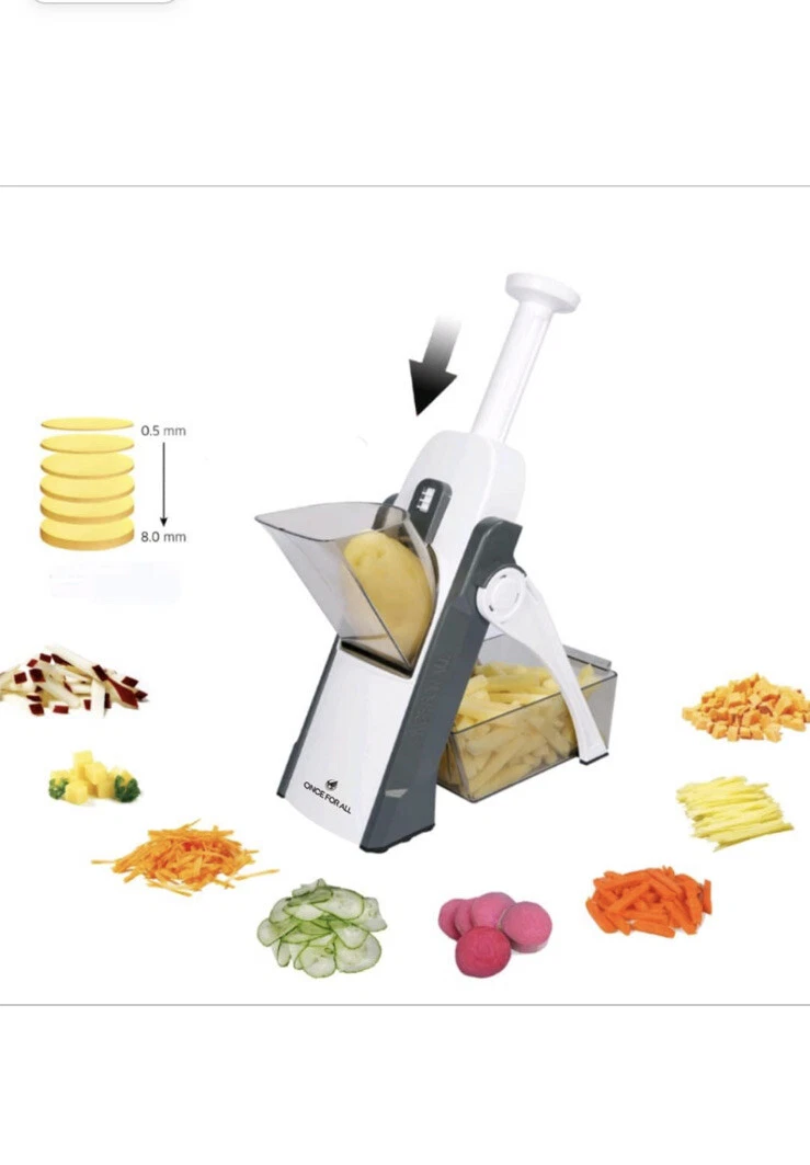 ONCE FOR ALL Safe Mandoline Slicer 5 in 1 Vegetable Cutter, Strips Julienne D...