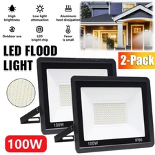 2 Pack 100W LED Flood Light Garden Outdoor Lamp Yard Security Spotlight Fixtures