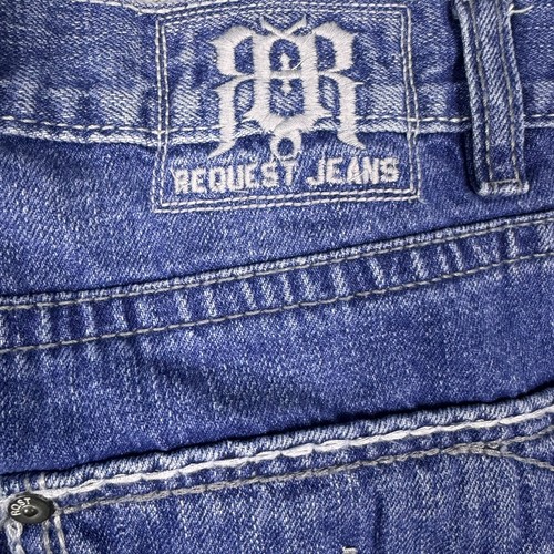 Request Boys Size 18 Denim Jeans Embroidered Distressed - Picture 6 of 9
