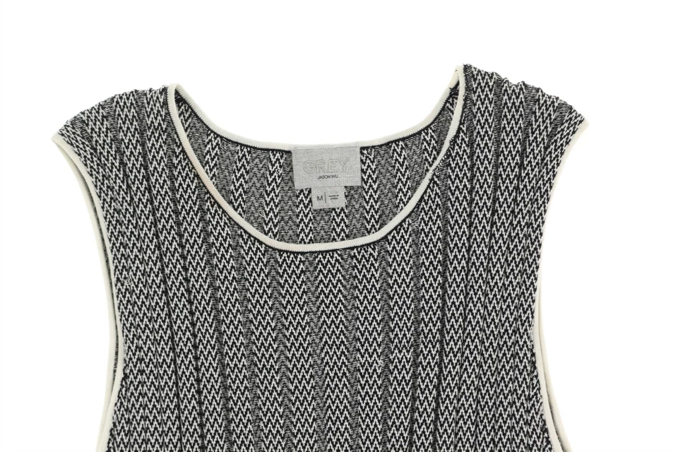 GREY Jason Wu 165398 Womens Sleeveless Chevron Knit Dress Multicolor Size Medium - Image 4 of 4
