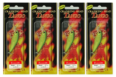 (4) Lucky Craft Made JAPAN Cranking Shad Tango 45S 1 3/4'' Crankbaits Lime Chart