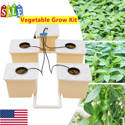 Hydroponic Growing System Herb Garden Starter Kit Indoor 5 Pots Grow KIT