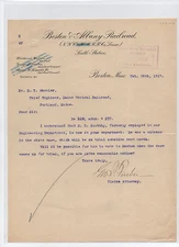 Boston & Albany RR - 1917 letter signed George Pope Furber - death of Warren Hix