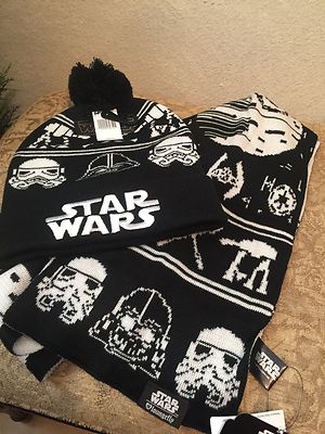 DISNEY LOUNGEFLY STAR WARS BLACK & WHITE. GALAXY BEANIE & SCARF. NEW WITH TAGS Loungefly Trooper Backpack at Shop Disney - The Kessel Runway main image 4