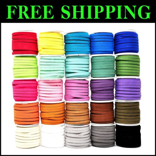 Assorted 25 Color Faux Suede Cords - 5mm Vegan Leather Strips for Jewelry Making