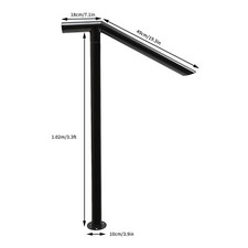 For 2-3 Steps Stair Rail Railing Iron Handrail Kit Outdoor Garden Porch Post US