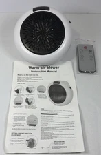 Compact Warm Air Blower Heater with Remote White Oscillating Fan Portable New