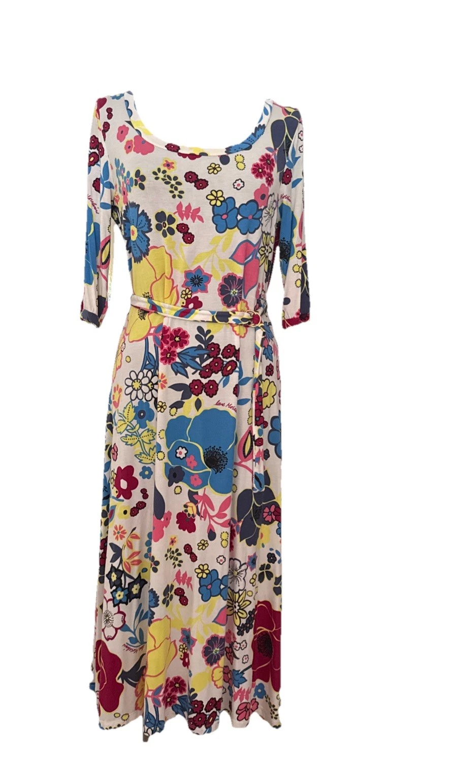 Love Moschino Vestito Donna Multicolore Floreale Vestibilità Svasata Taglia: It 44 Uk 12