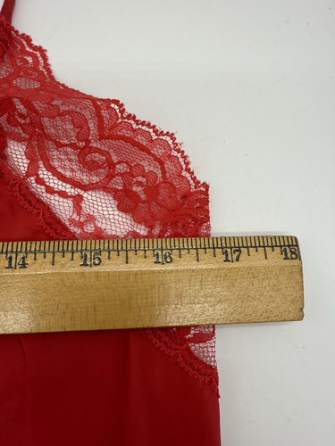 Vintage Ms. Leslee Lingerie Set Sz Lg Red Satin Lace Top Tap Shorts 80s - Picture 11 of 15