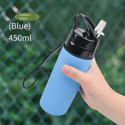 Travel Ready 450ml Silikonflasche mit tragbarem Griff und One Touch Öffnung