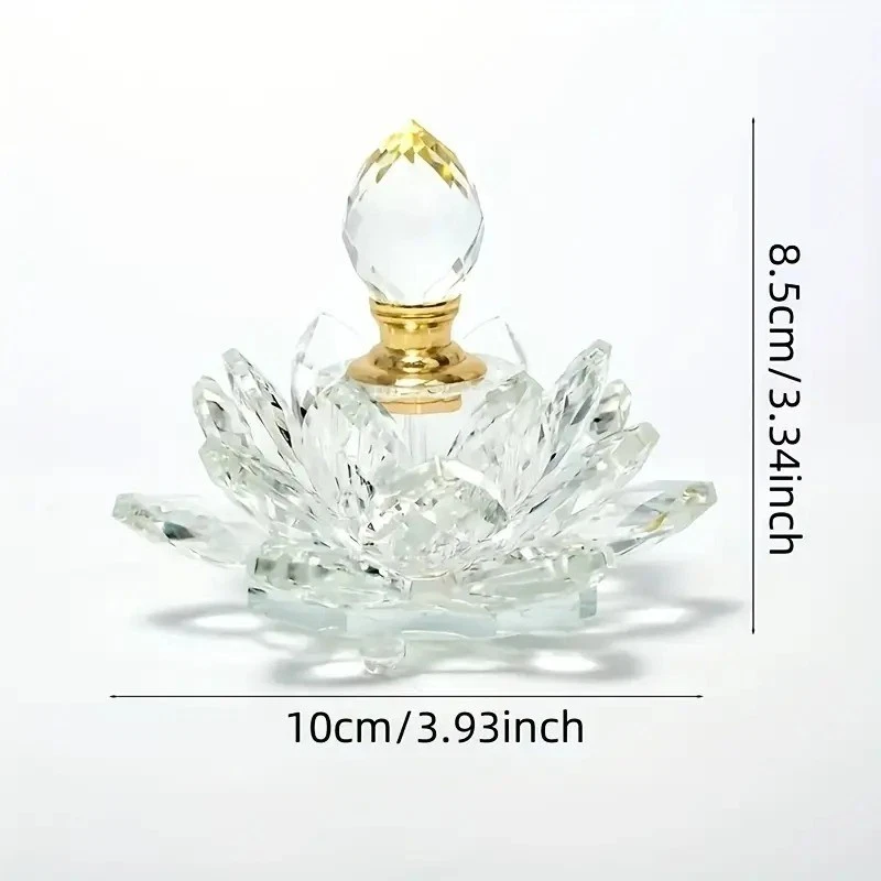 1pc Elegant for Lotus-Shaped Glass Perfume Bottle - Crystal Clear Decorative - Image 3 of 4