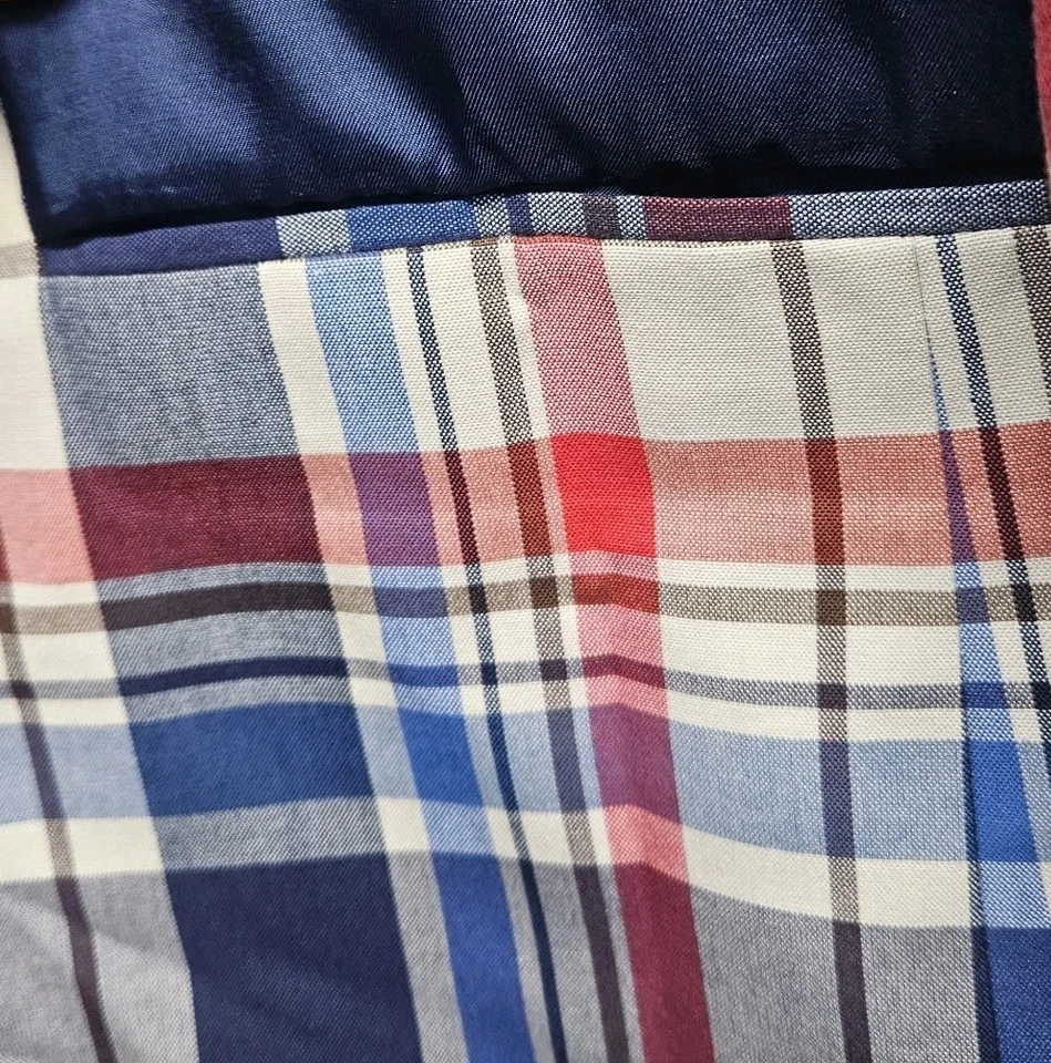 Tommy Hilfiger Hombres 46R Madras Algodón a Cuadros Azul Rojo Foto 3 de 4