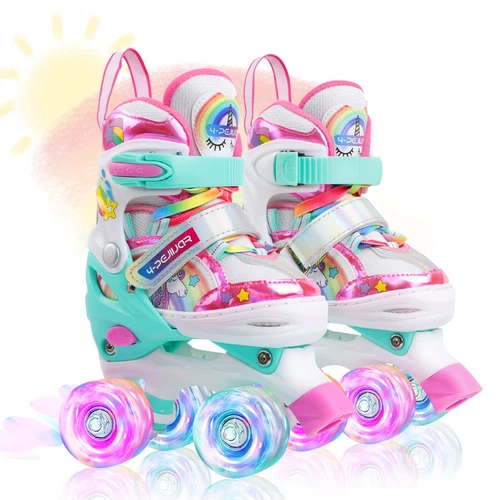Rainbow Unicorn Kids Roller Skates for Girls Boys Toddler Ages 5-8,Adjustable...