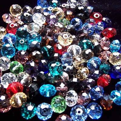 50 Stck. Flach Rund Facettiert Rondelle Kristall Glas Perlen 6 mm, 8 mm, 10 mm, 12 mm