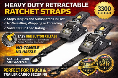 #ad 2 Retractable Tie Down Straps – Heavy Duty 2quot; Wide for Boat Trailer amp; Cargo $46.55