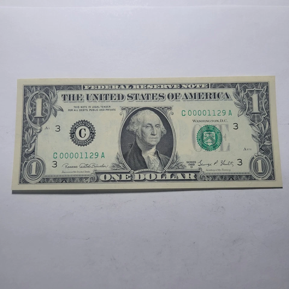 Series 1963/1969 Fed Res $1 Note 4-Digit Serial #1129 + #4411 ~ Gem Uncirculated - Image 3 of 4