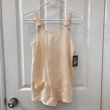 Art Class Orange and White Striped Romper Girls Size Large 10-12 NWT