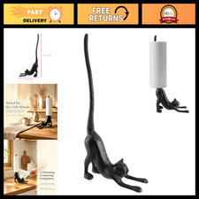 Cat-Themed Cast Iron Paper Towel Holder  Toilet Stand - 16.5" Kitchen Decor