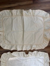 Vintage The Company Store Ruffle Pillow Shams (2) 100% Cotton Yellow/Cream 27x36