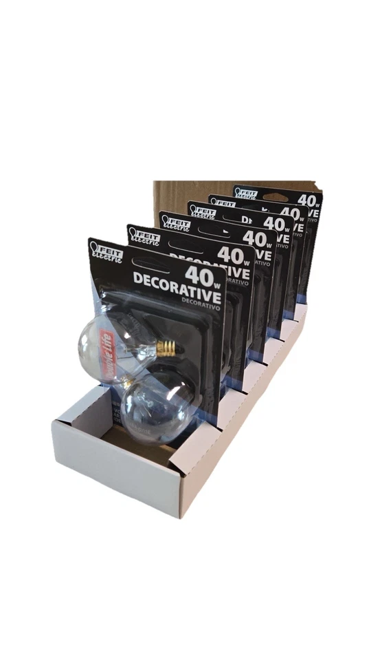 (12 Bulbs) Feit Electric 40W Decorative Candelabra Base Bulbs Double Life G16.5 - Image 4 of 4