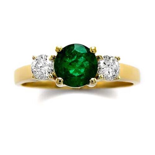 18k Yellow Gold Colombian Untreated Emerald Diamond Anniversary Ring - 第 3/4 張圖片