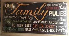Our Family Rules be kind share be silly….23.75”x11.5” Wall Home Decor Art Sign