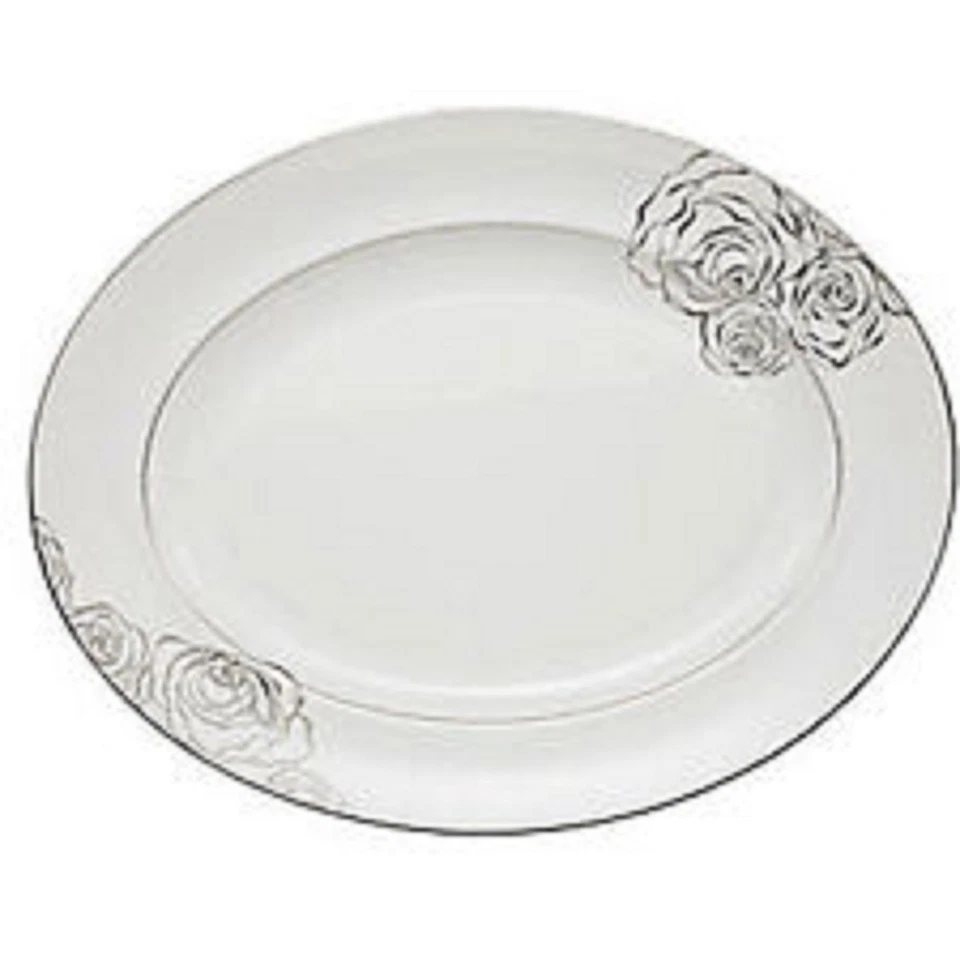 Waterford Fine Bone China Monique Lhuillier Sunday Rose Oval Platter, New - Image 4 of 4