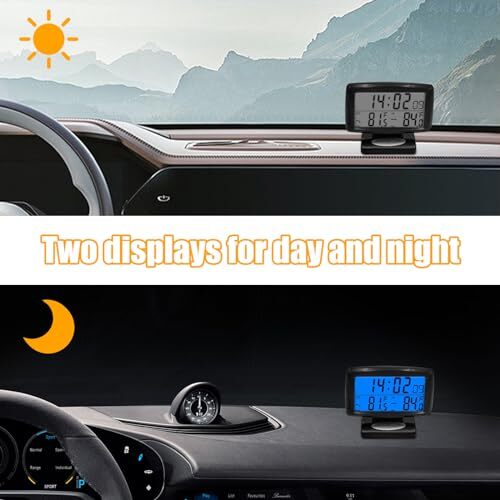 Car Digital Thermometer Clock, Multifunctional Dashboard Clock with Dual - Picture 6 of 7
